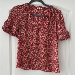 Max Studio Red and Black Floral Blouse